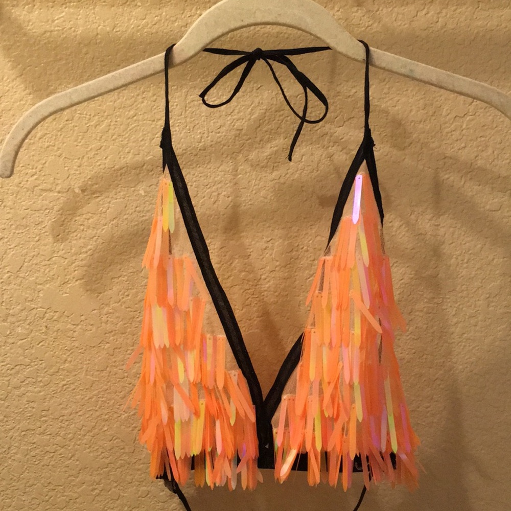 Orange Spike Sequin 2 piece